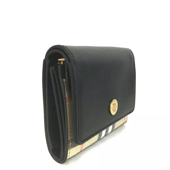 BURBERRY Nova Check Canvas Leather Trifold Wallet - Picture 2 of 8